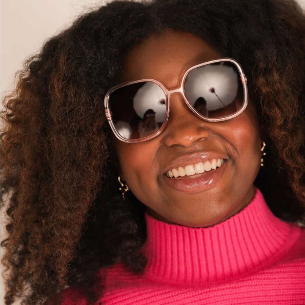 Translucent Pink Square Sunglasses - image 3